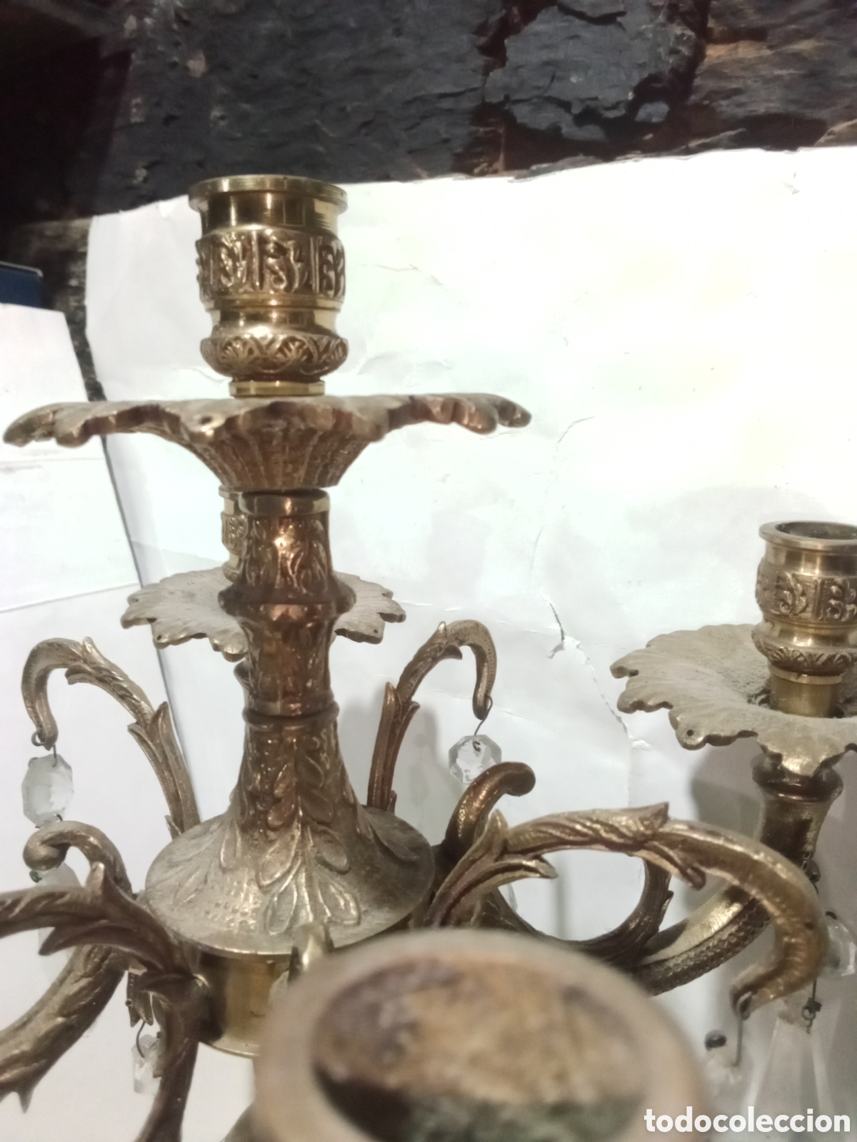 Vintage: CANDELABRO - BRONCE Y CRISTAL - Foto 6