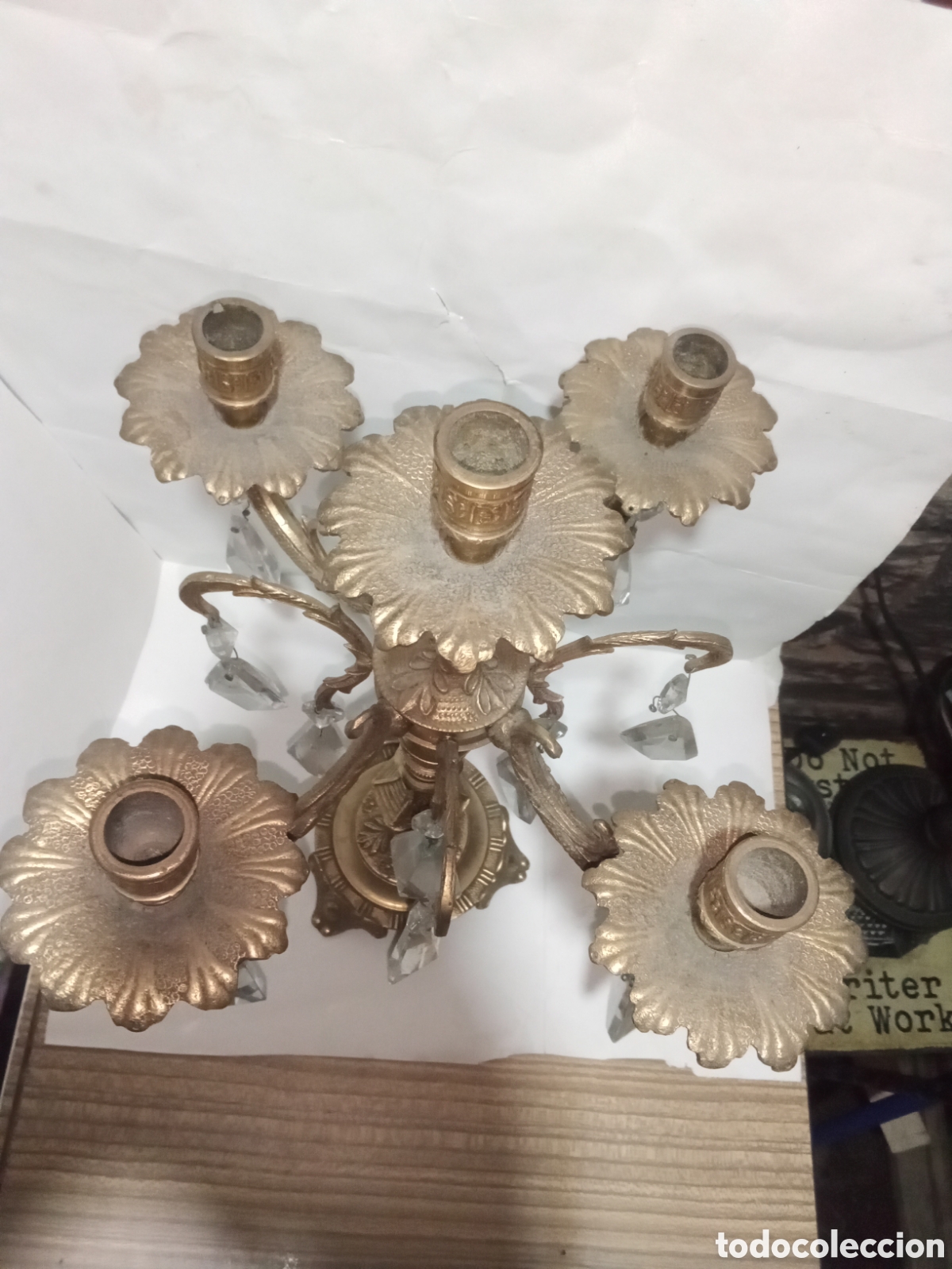 Vintage: CANDELABRO - BRONCE Y CRISTAL - Foto 7