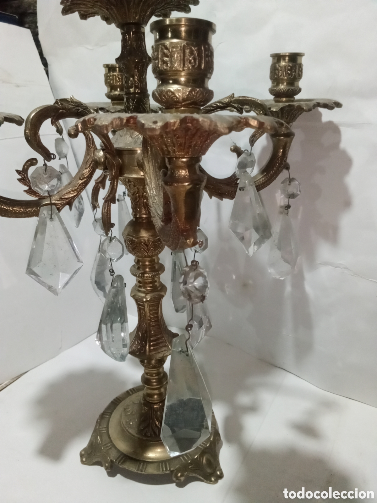 Vintage: CANDELABRO - BRONCE Y CRISTAL - Foto 1