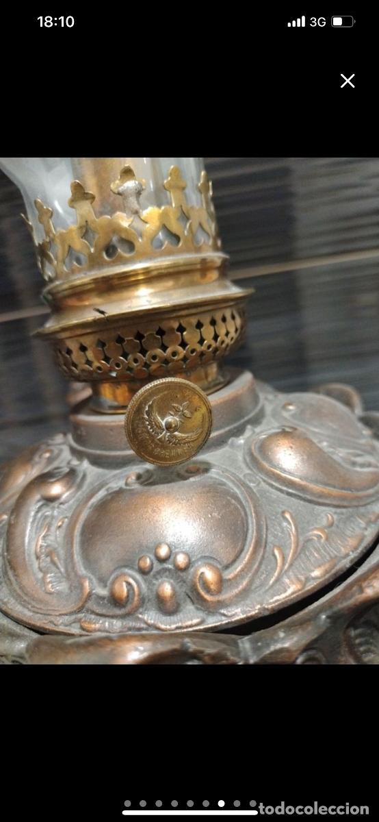 Vintage: Quinqu&eacute; l&aacute;mpara antigua bronce - Foto 7