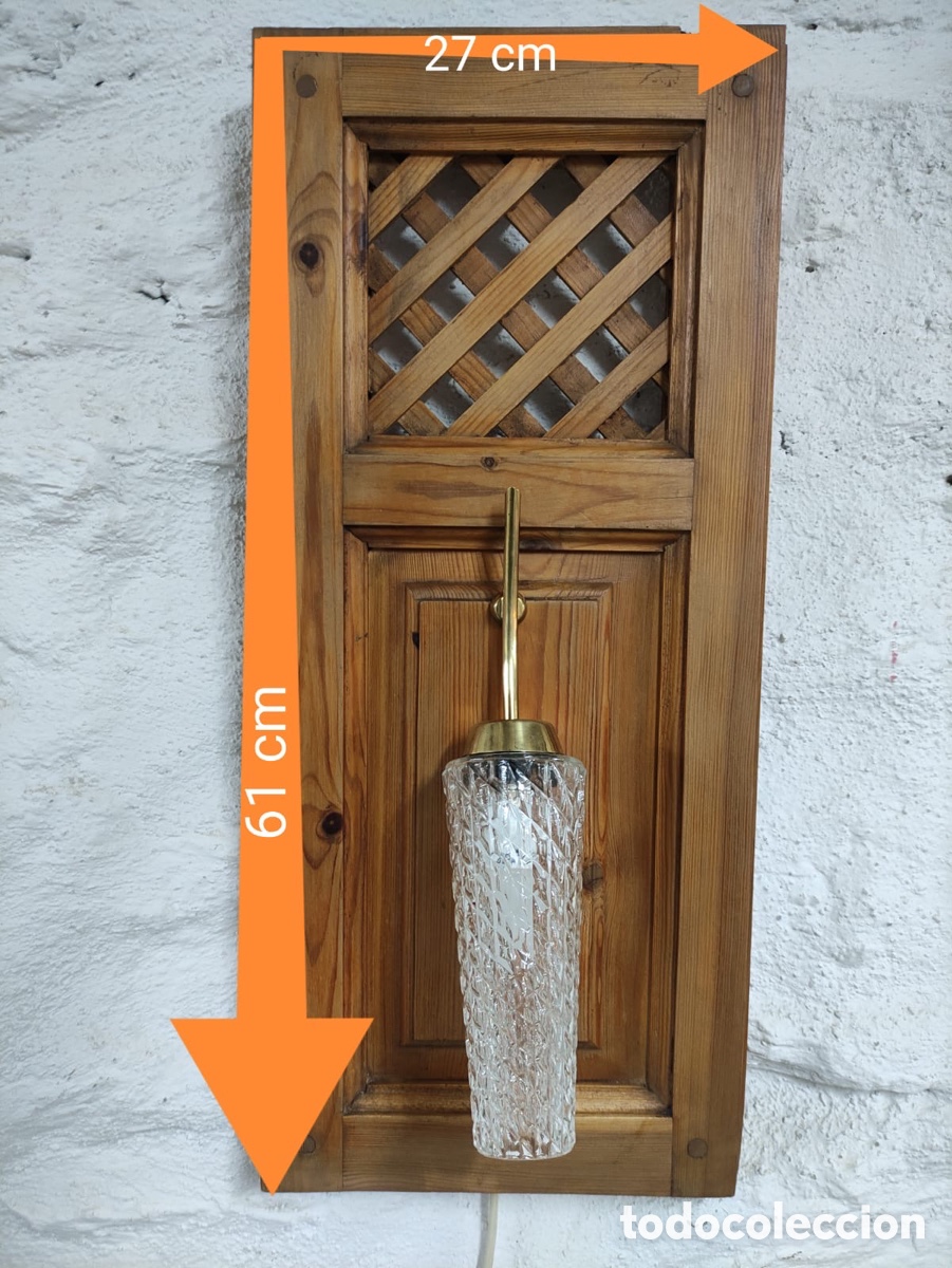 Vintage: L&aacute;mpara de Pared base Persiana Madera - Foto 4