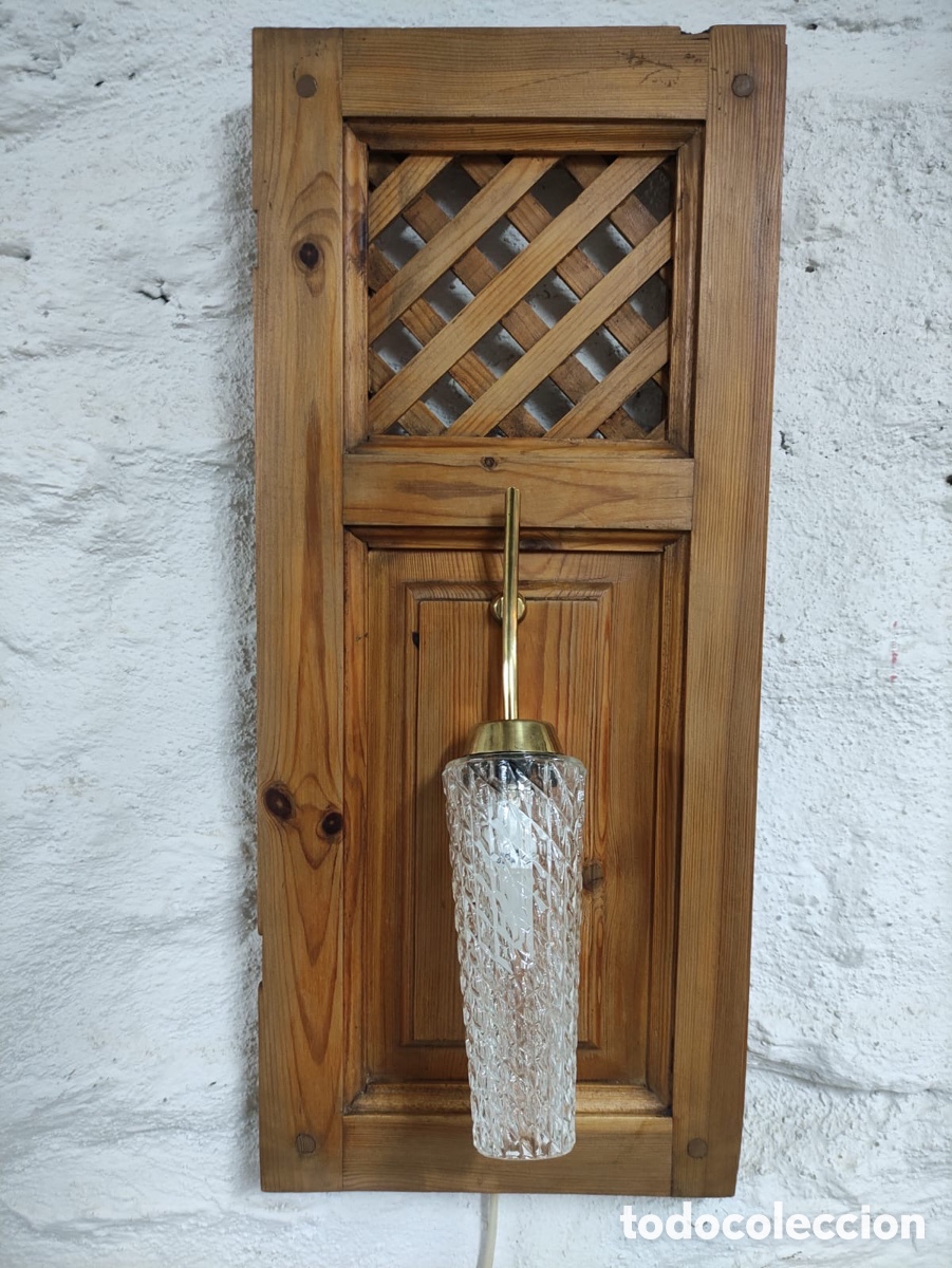 Vintage: L&aacute;mpara de Pared base Persiana Madera - Foto 1