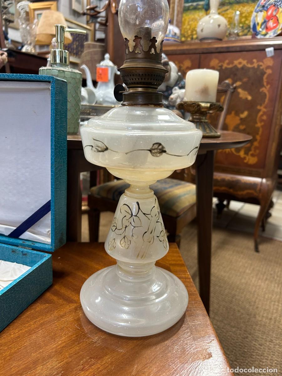 Vintage: Antiguo quinqu&eacute; de cristal soplado - Foto 5
