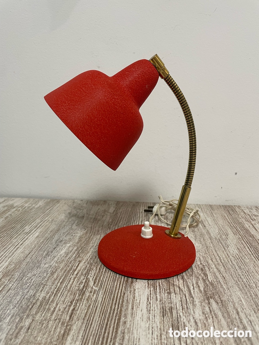 Vintage: LAMPARA SOBREMESA FRANCESA ROJA LUMINOR - Foto 3