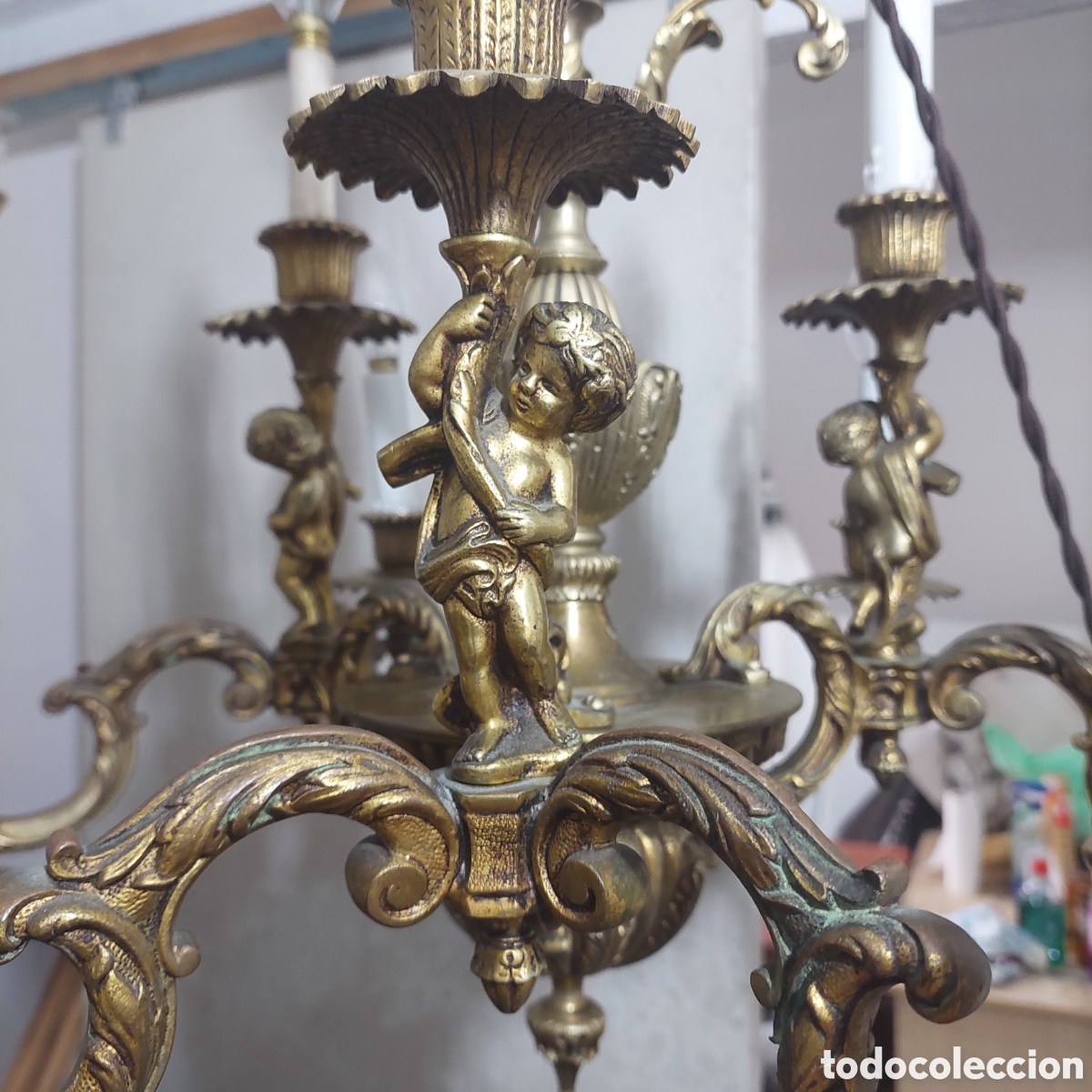 Vintage: Lampara de bronce restau. - Foto 2