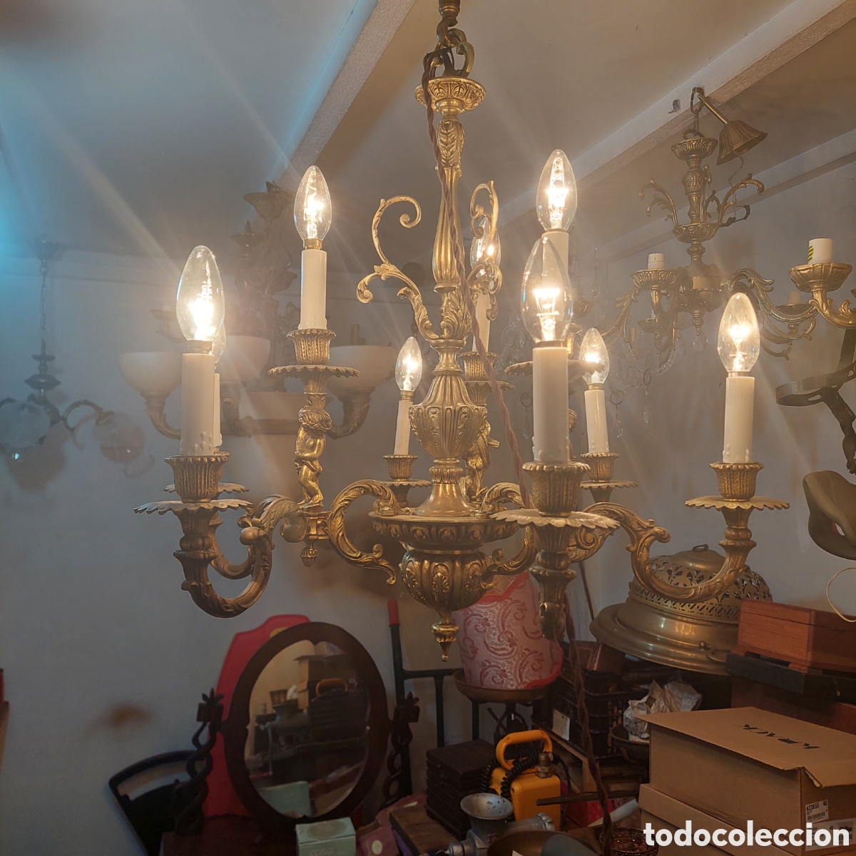 Vintage: Lampara de bronce restau. - Foto 4