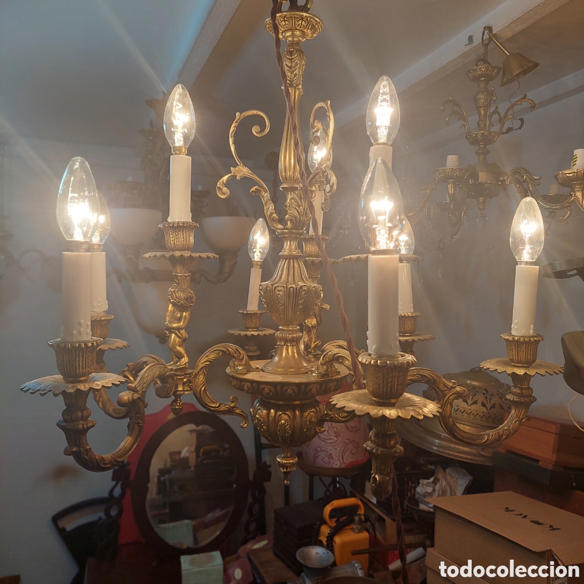 Vintage: Lampara de bronce restau. - Foto 6