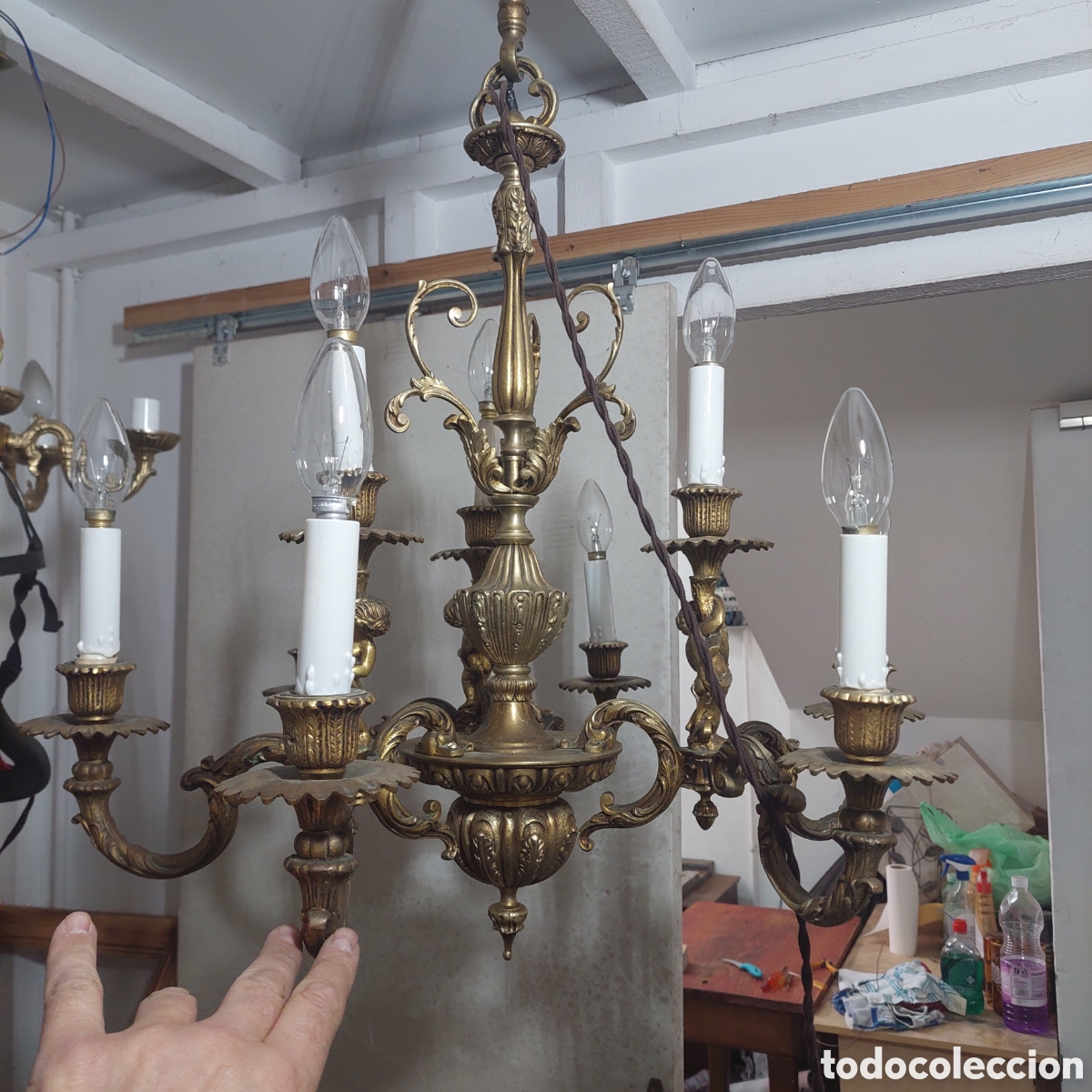 Vintage: Lampara de bronce restau. - Foto 13