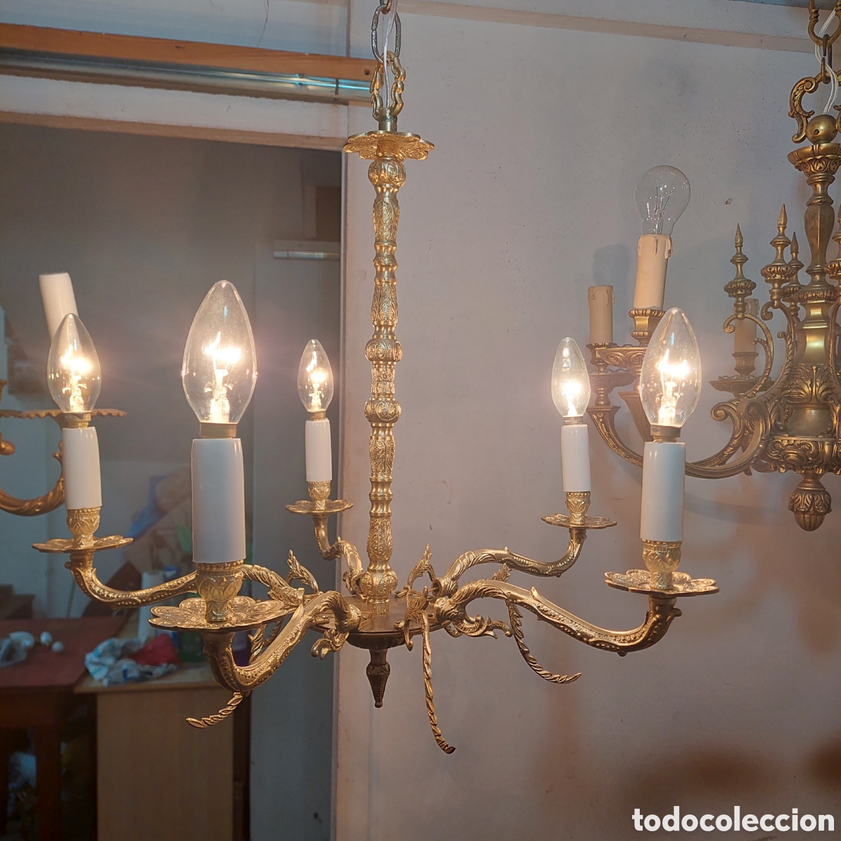 Vintage: Lampara de bronce.5bra - Foto 2