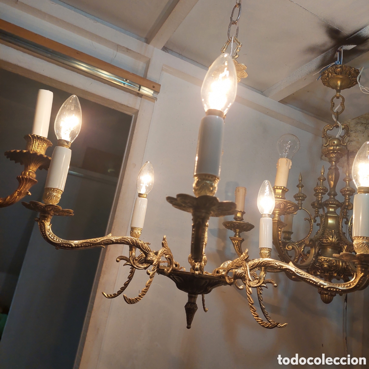 Vintage: Lampara de bronce.5bra - Foto 3