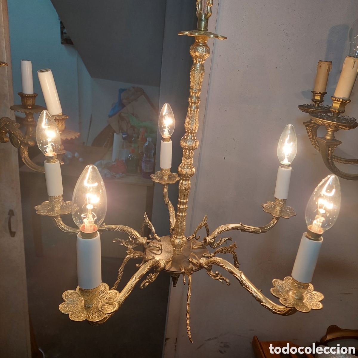 Vintage: Lampara de bronce.5bra - Foto 4