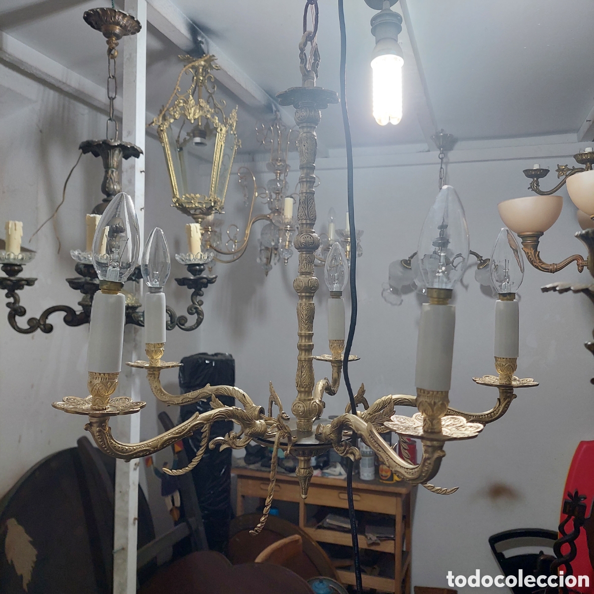 Vintage: Lampara de bronce.5bra - Foto 12