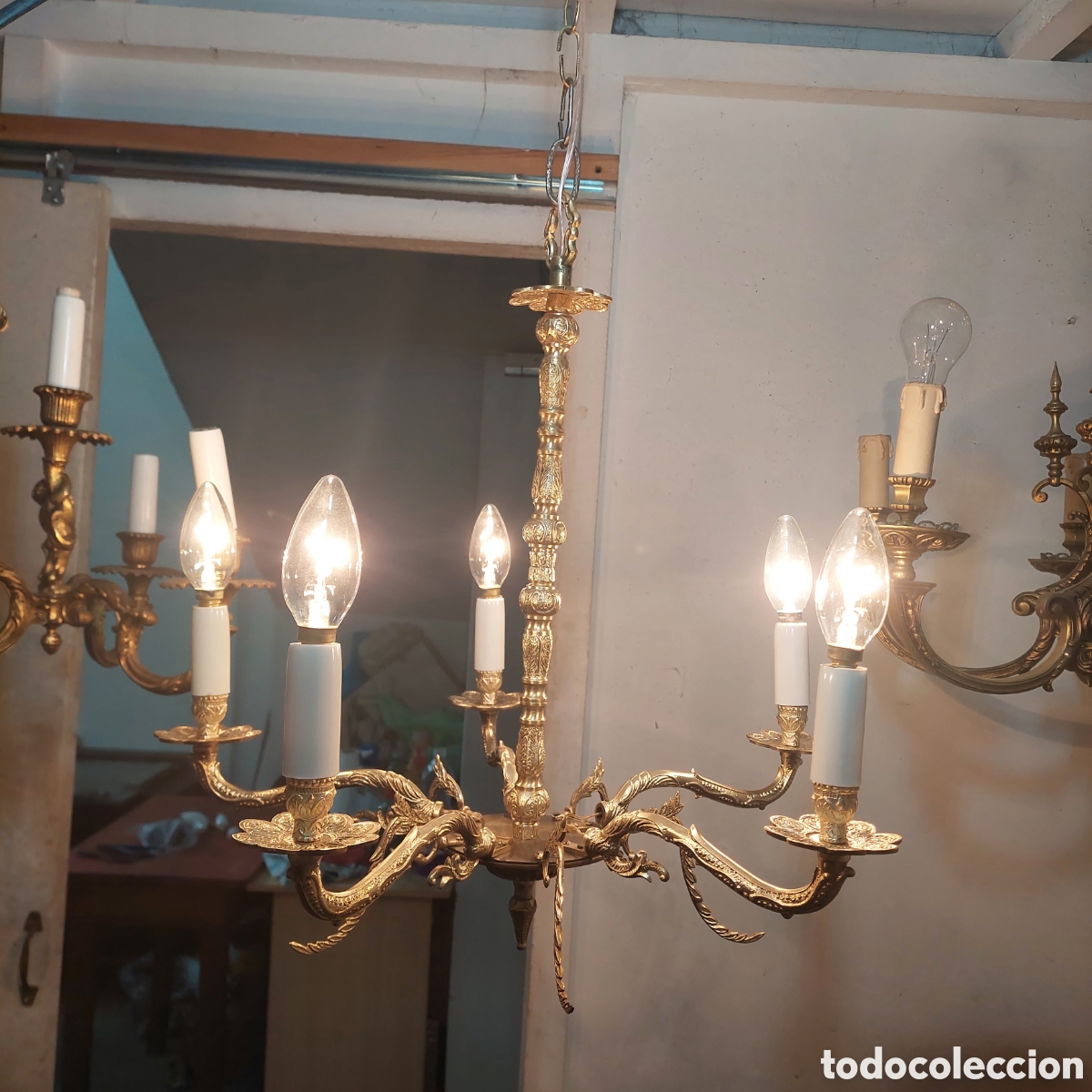 Vintage: Lampara de bronce.5bra - Foto 1