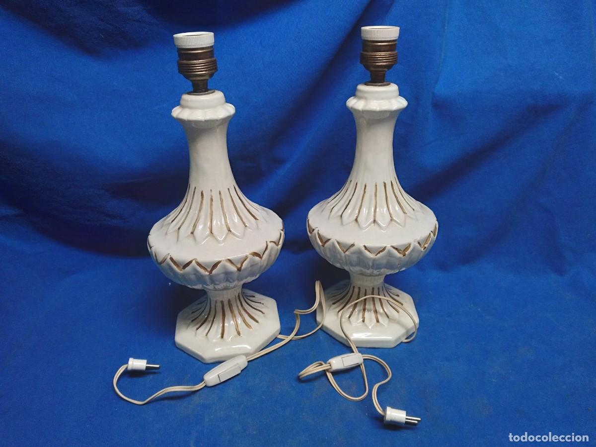 Vintage: ANT&Iacute;GUAS L&Aacute;MPARAS DE MESA DE CER&Aacute;MICA - Foto 1