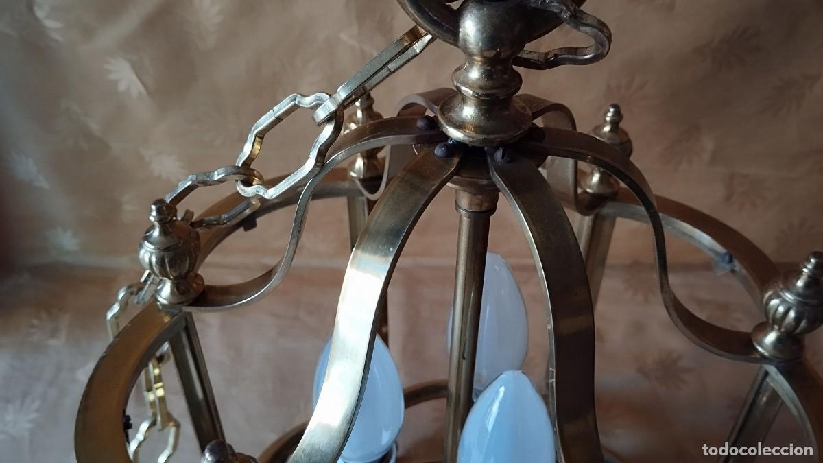 Vintage: L&Aacute;MPARA ANTIGUA DE TECHO DE BRONCE Y LAT&Oacute;N. ESTILO INGL&Eacute;S - Foto 2