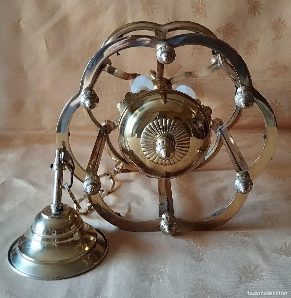 Vintage: L&Aacute;MPARA ANTIGUA DE TECHO DE BRONCE Y LAT&Oacute;N. ESTILO INGL&Eacute;S - Foto 5
