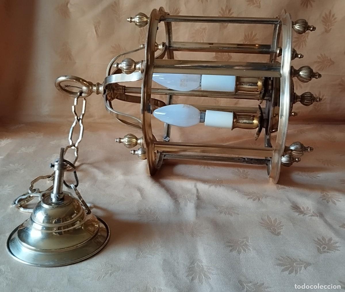 Vintage: L&Aacute;MPARA ANTIGUA DE TECHO DE BRONCE Y LAT&Oacute;N. ESTILO INGL&Eacute;S - Foto 6