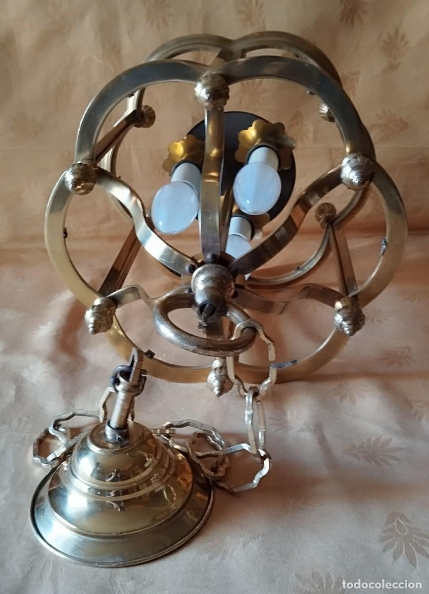 Vintage: L&Aacute;MPARA ANTIGUA DE TECHO DE BRONCE Y LAT&Oacute;N. ESTILO INGL&Eacute;S - Foto 7
