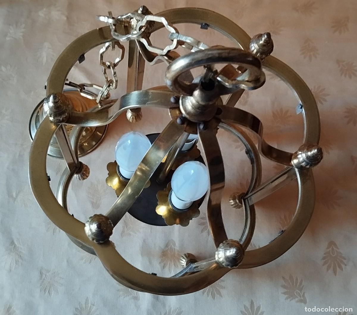 Vintage: L&Aacute;MPARA ANTIGUA DE TECHO DE BRONCE Y LAT&Oacute;N. ESTILO INGL&Eacute;S - Foto 8