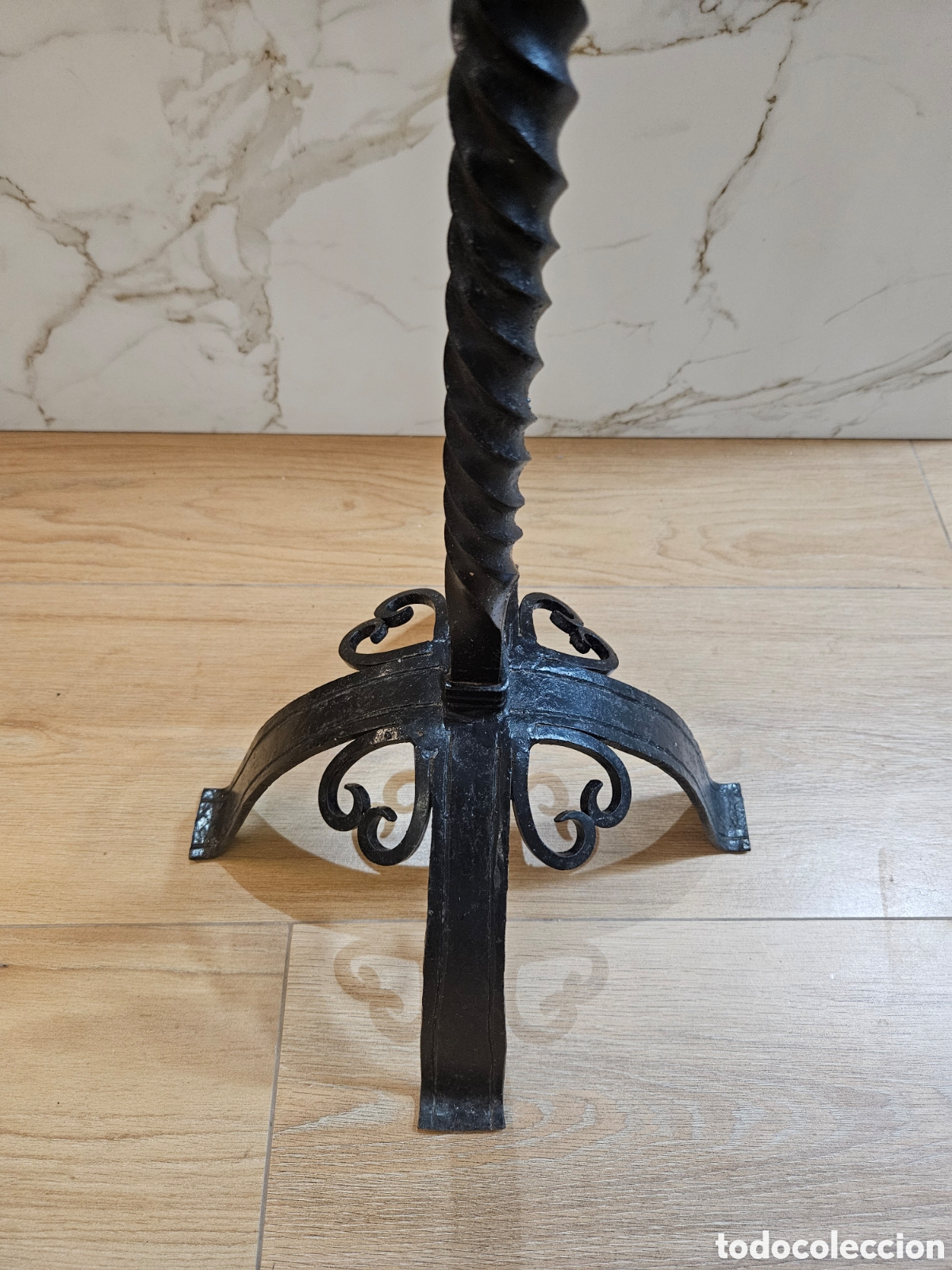 Vintage: ANTIGUO CANDELABRO DE PIE HIERRO FORJADO - Foto 10