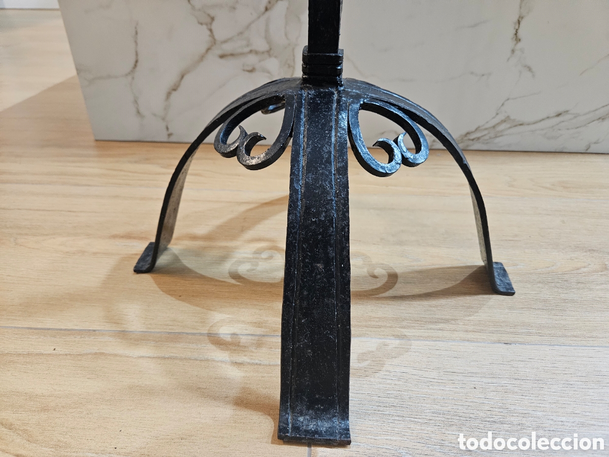 Vintage: ANTIGUO CANDELABRO DE PIE HIERRO FORJADO - Foto 15