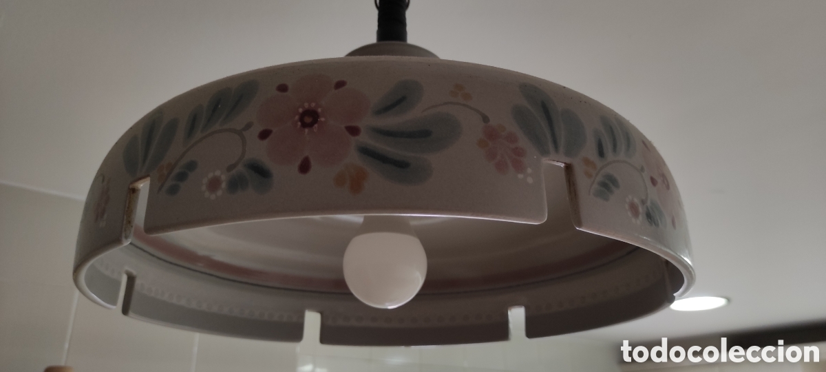 Vintage: L&aacute;mpara de porcelana pintada a mano - Foto 4