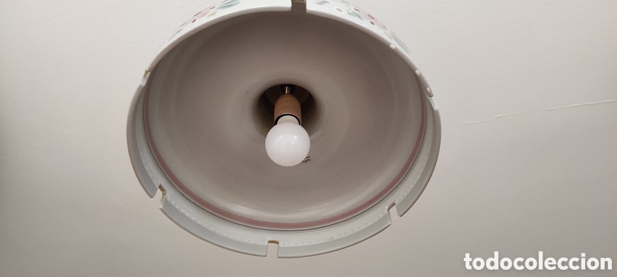 Vintage: L&aacute;mpara de porcelana pintada a mano - Foto 5