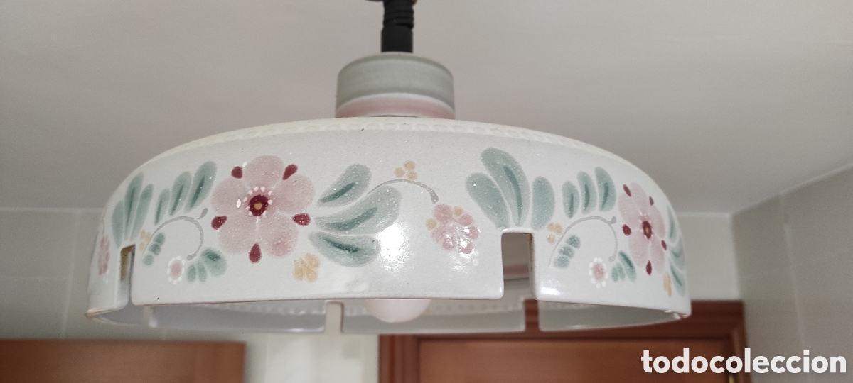 Vintage: L&aacute;mpara de porcelana pintada a mano - Foto 1