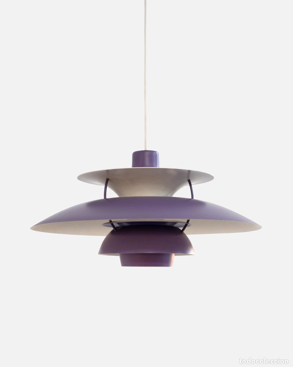 Vintage: L&Aacute;MPARA PH5 MORADA DE LOUIS POULSEN - Foto 1