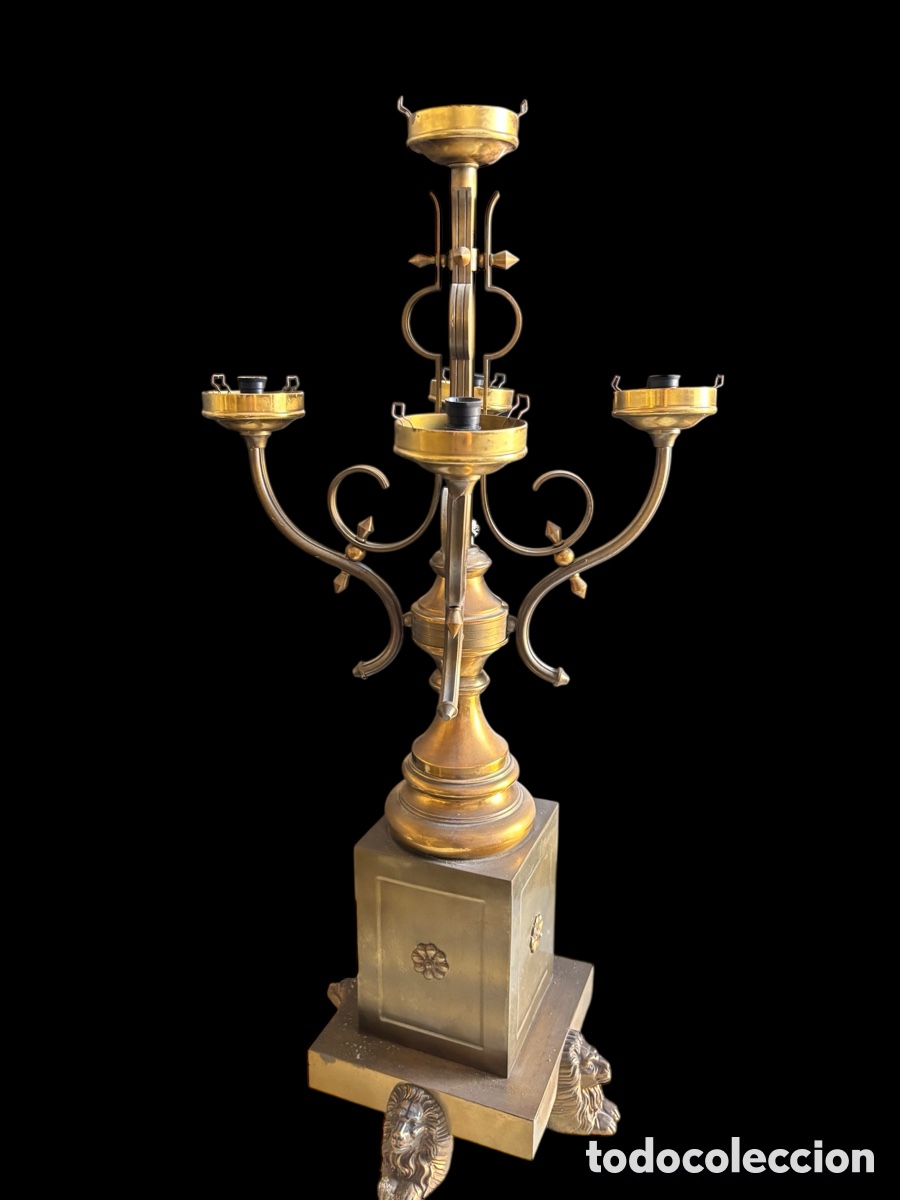Vintage: Gran l&aacute;mpara en bronce siglo XIX - Foto 2