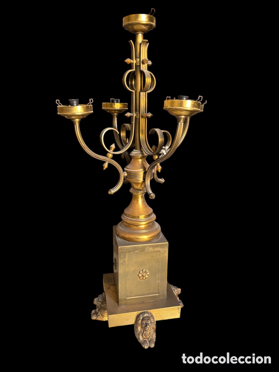 Vintage: Gran l&aacute;mpara en bronce siglo XIX - Foto 5