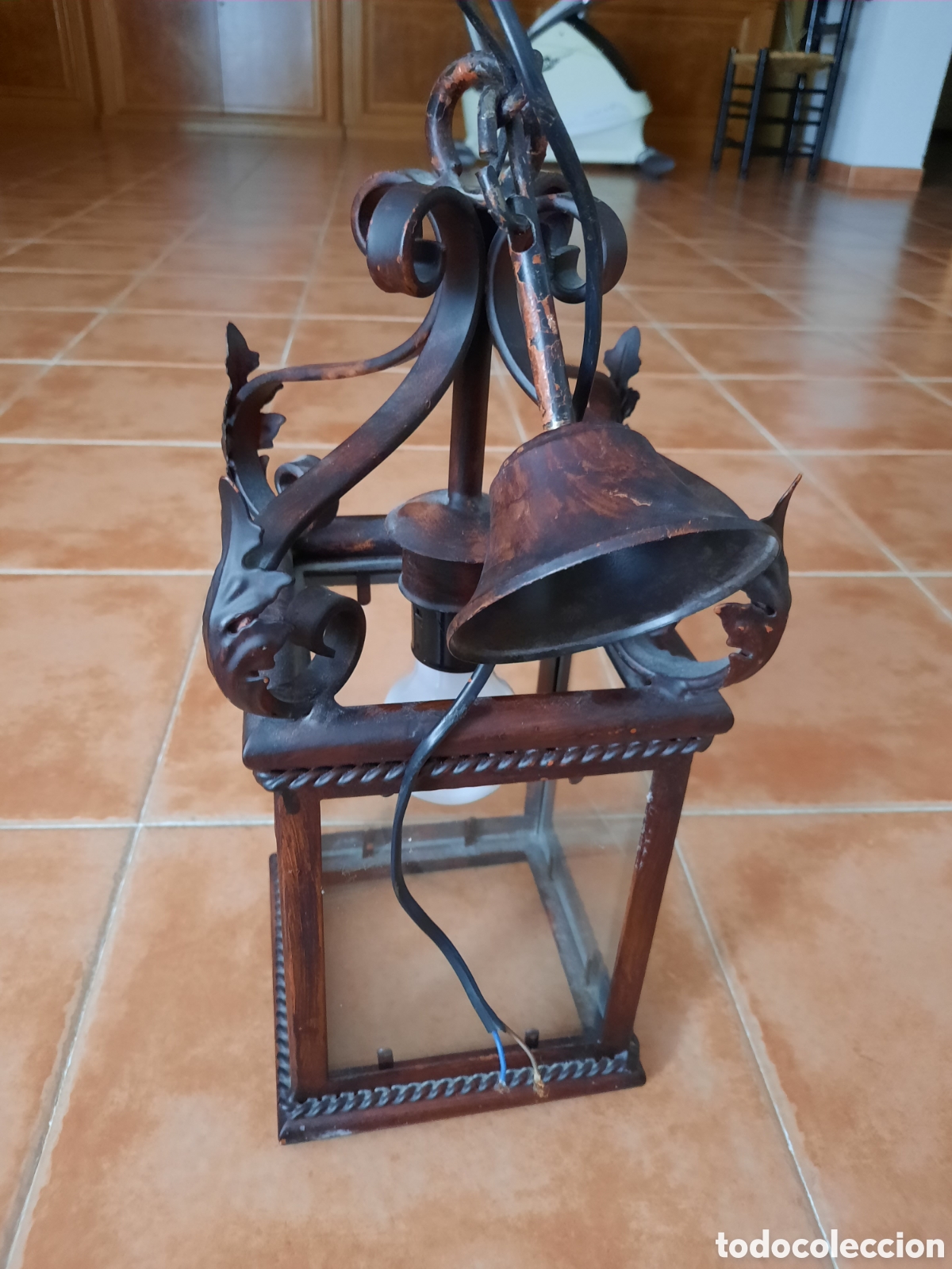 Vintage: Farol de forja y cristal - Foto 2