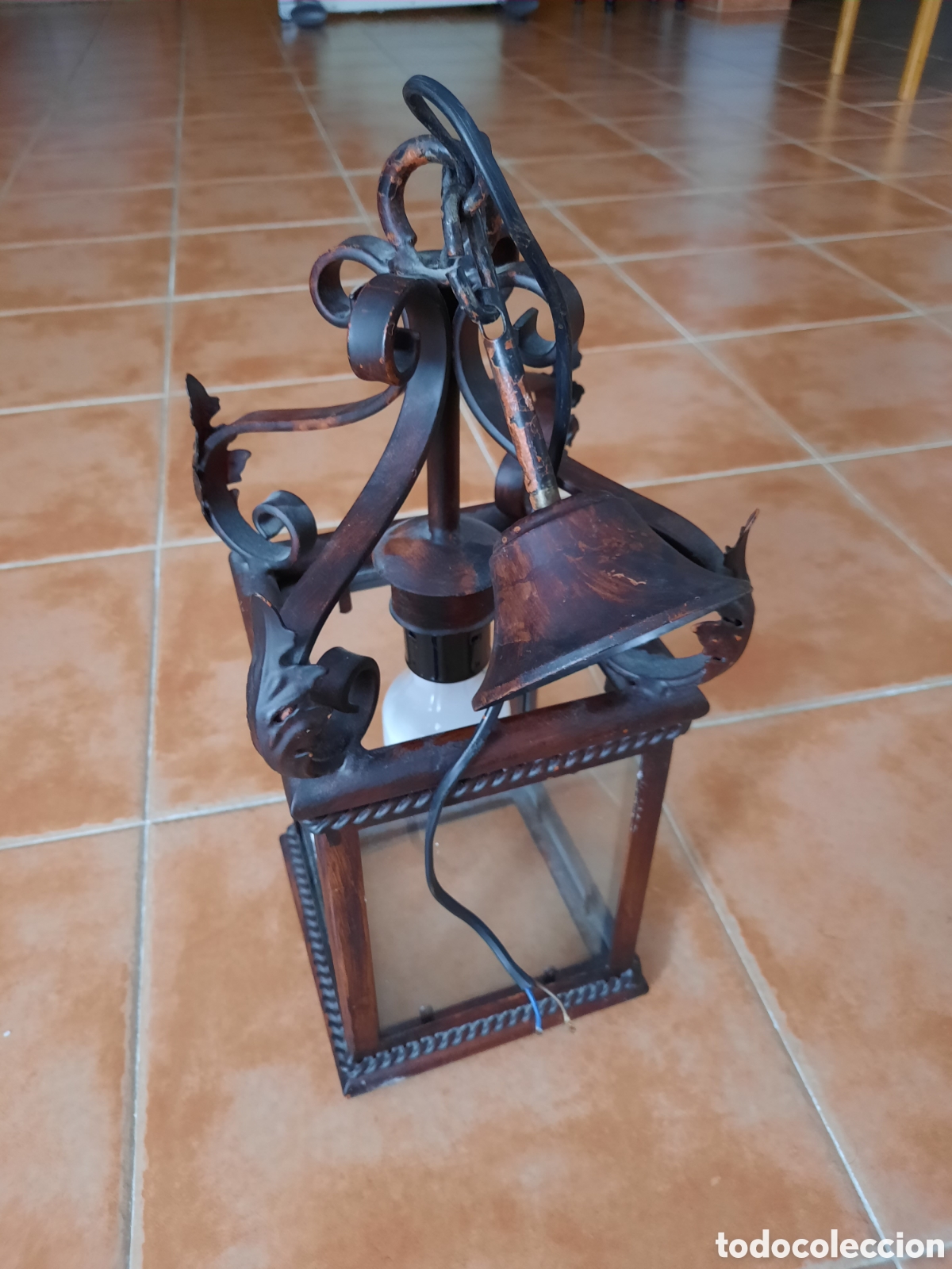 Vintage: Farol de forja y cristal - Foto 3