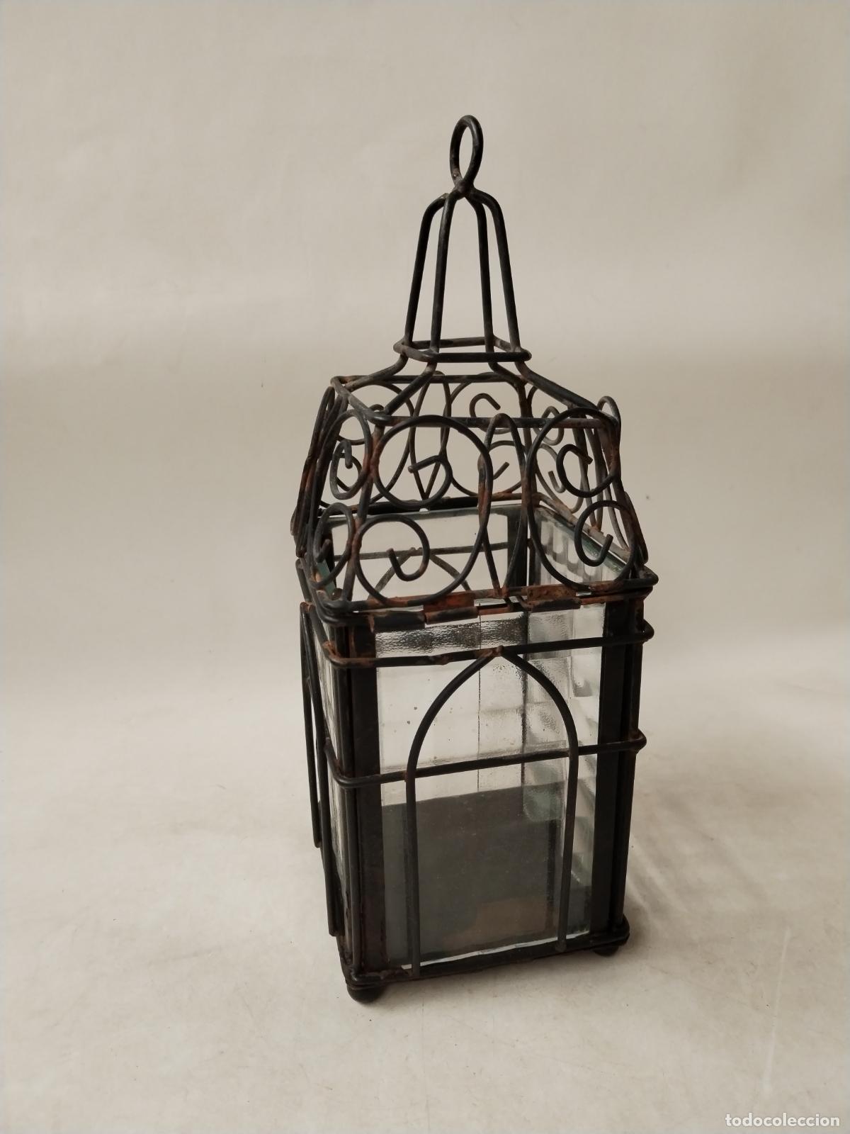 Vintage: farol de forja con cristales - Foto 2