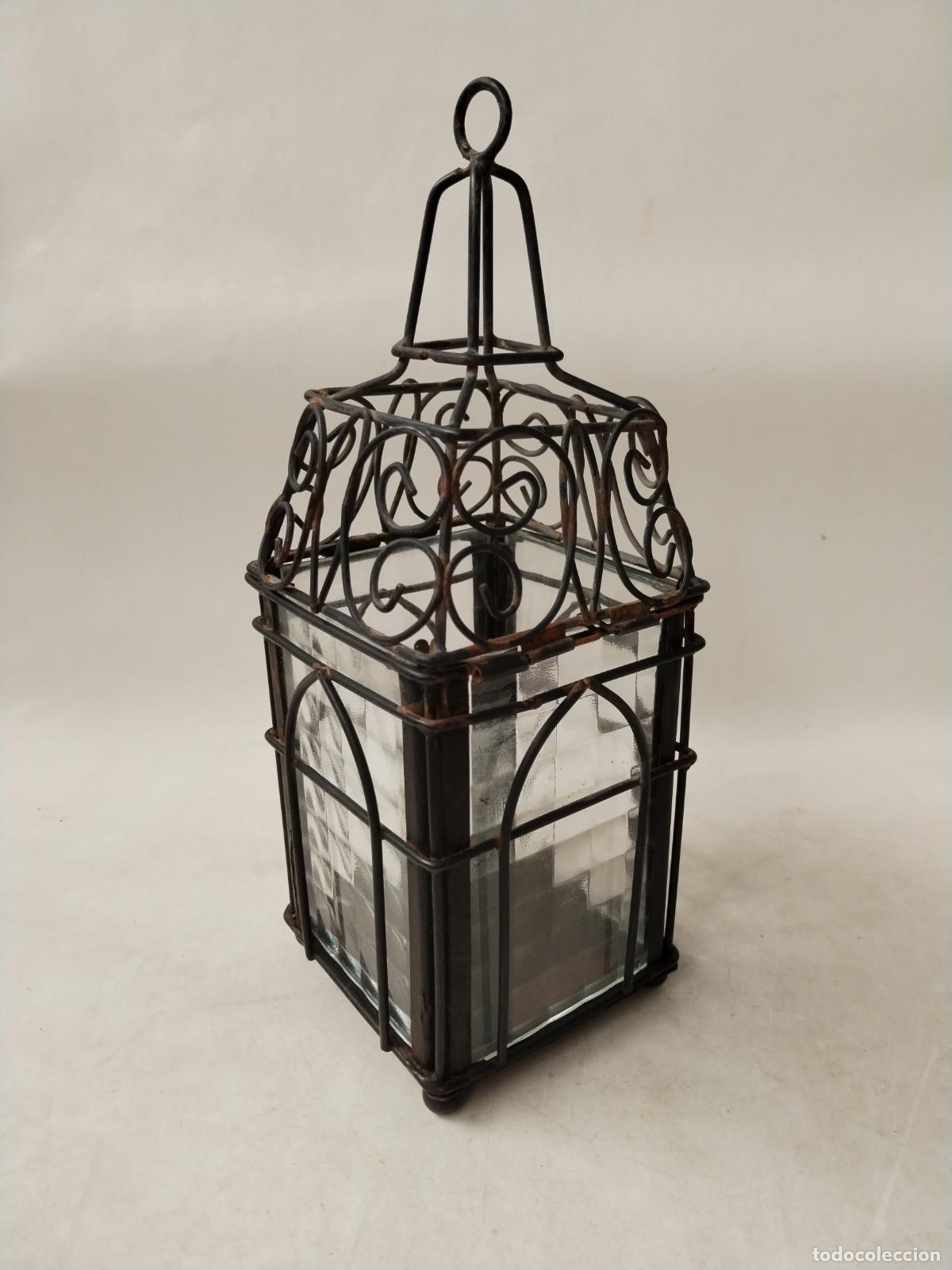 Vintage: farol de forja con cristales - Foto 1