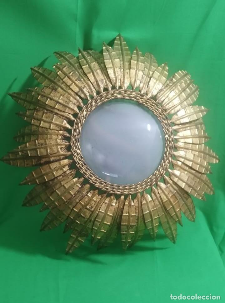 Vintage: ESPECTACULAR LAMPARA DE SOL HOJAS DORADAS - Foto 1