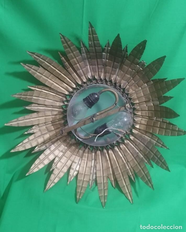 Vintage: ESPECTACULAR LAMPARA DE SOL HOJAS DORADAS - Foto 3