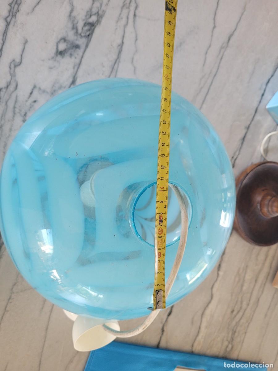 Vintage: L&aacute;mpara Techo Cristal Azul - Foto 1