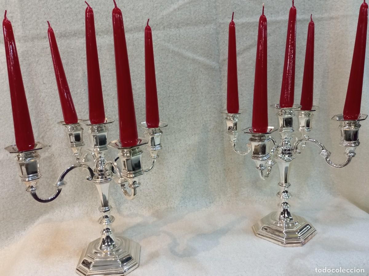 Vintage: PAREJA DE CANDELABROS &uml;SILVER PLATEED&uml; (cinco velas) - Foto 1
