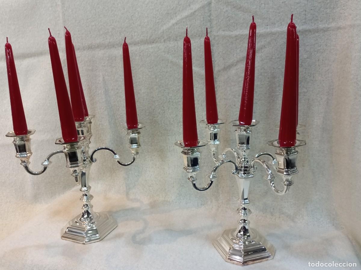 Vintage: PAREJA DE CANDELABROS &uml;SILVER PLATEED&uml; (cinco velas) - Foto 2