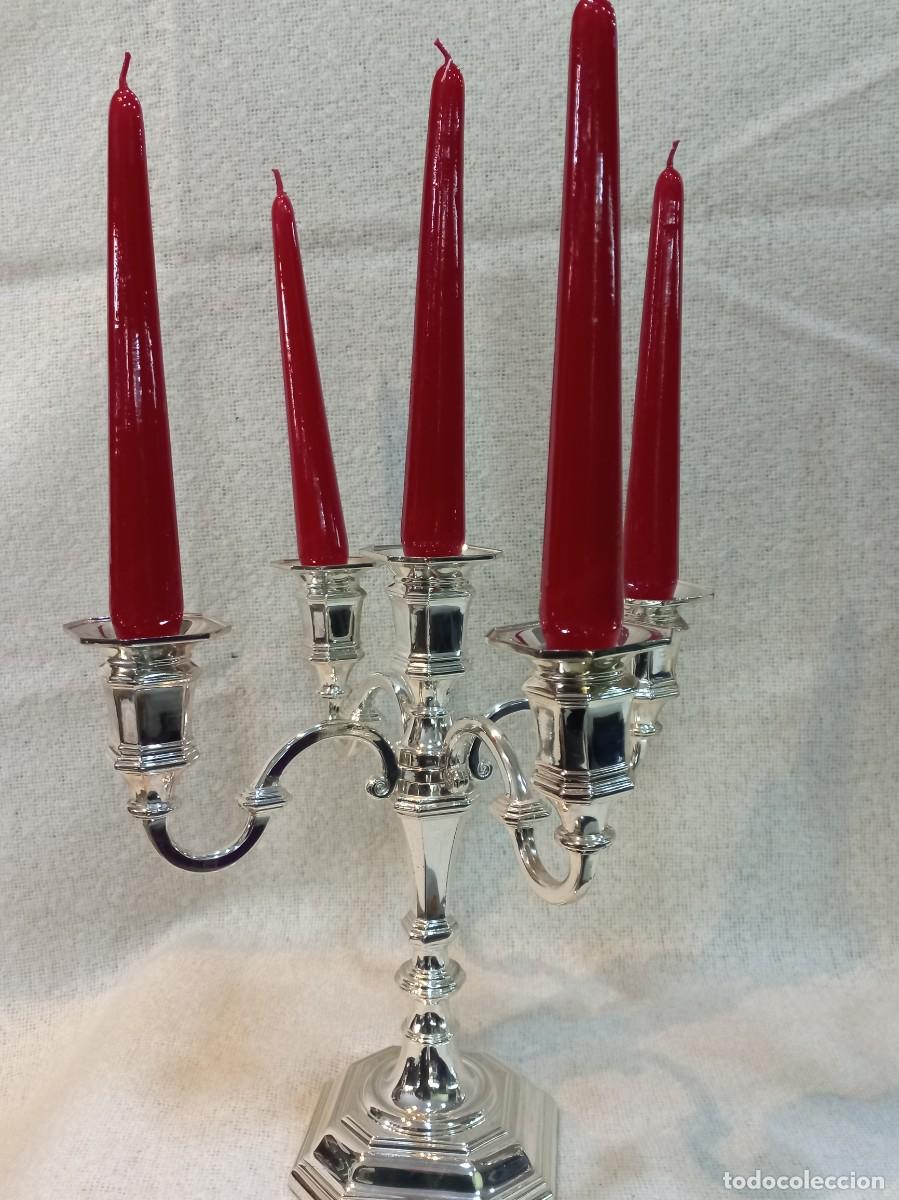 Vintage: PAREJA DE CANDELABROS &uml;SILVER PLATEED&uml; (cinco velas) - Foto 3