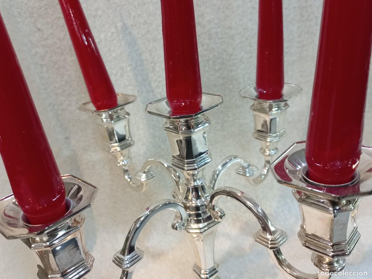 Vintage: PAREJA DE CANDELABROS &uml;SILVER PLATEED&uml; (cinco velas) - Foto 4