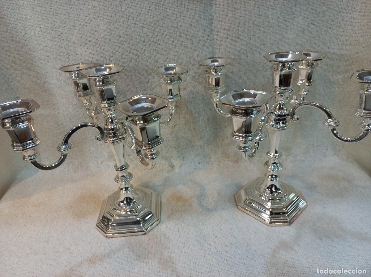 Vintage: PAREJA DE CANDELABROS &uml;SILVER PLATEED&uml; (cinco velas) - Foto 5