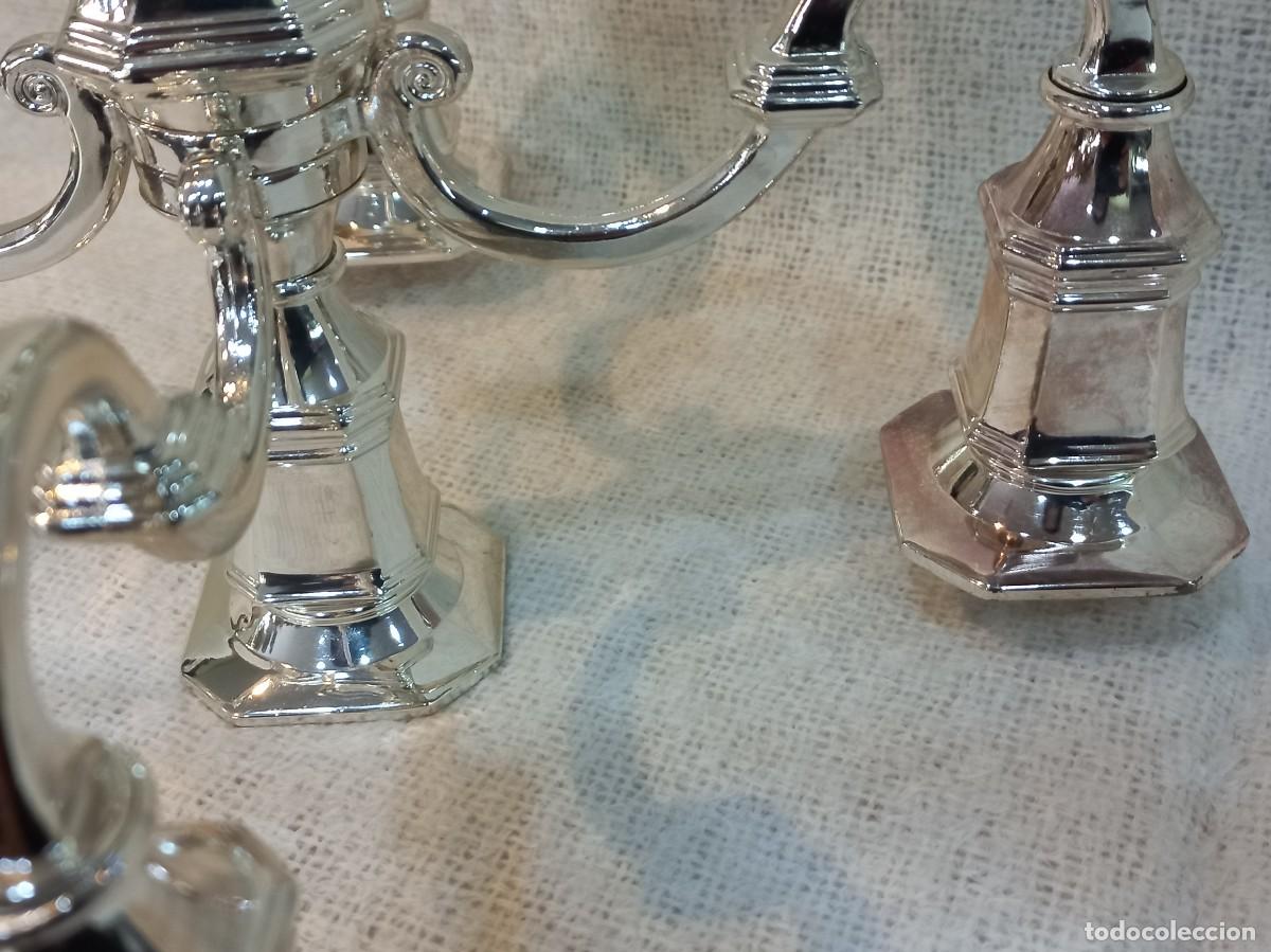 Vintage: PAREJA DE CANDELABROS &uml;SILVER PLATEED&uml; (cinco velas) - Foto 10