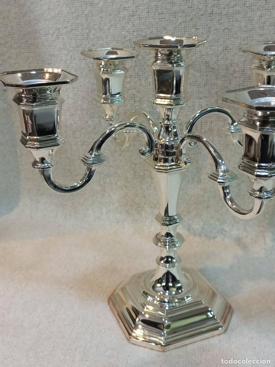 Vintage: PAREJA DE CANDELABROS &uml;SILVER PLATEED&uml; (cinco velas) - Foto 12