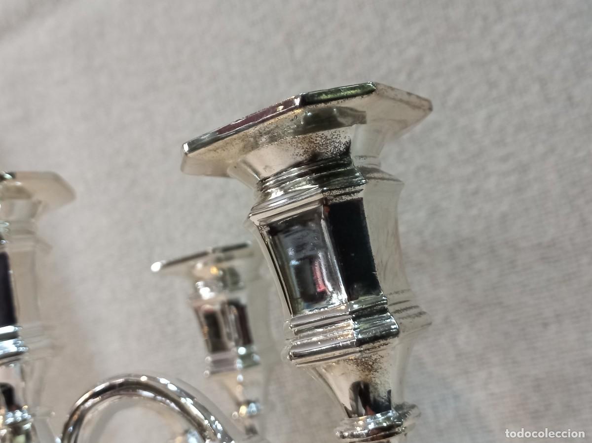 Vintage: PAREJA DE CANDELABROS &uml;SILVER PLATEED&uml; (cinco velas) - Foto 15