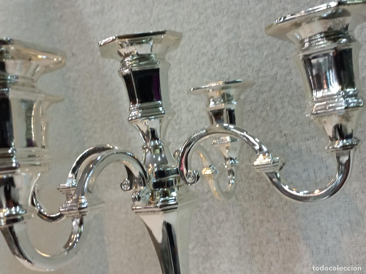 Vintage: PAREJA DE CANDELABROS &uml;SILVER PLATEED&uml; (cinco velas) - Foto 16