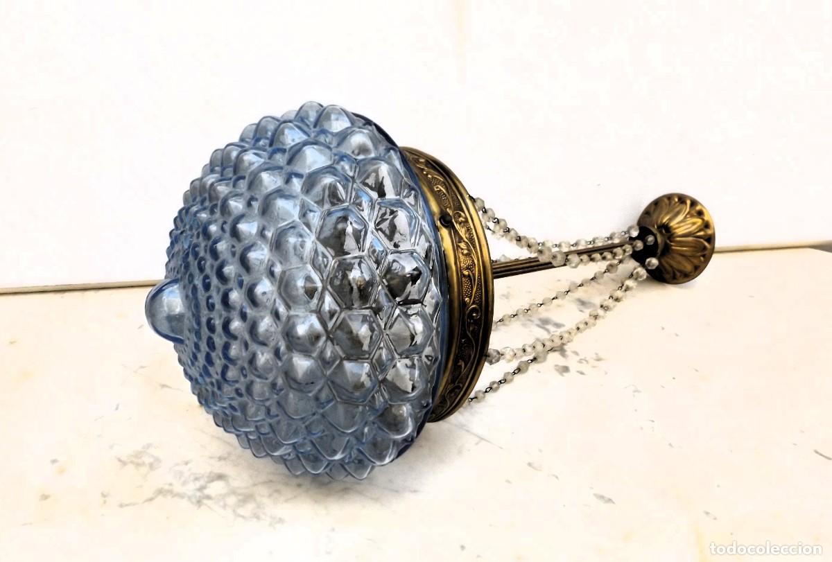 Vintage: lampara de techo con cristal azul - Foto 3
