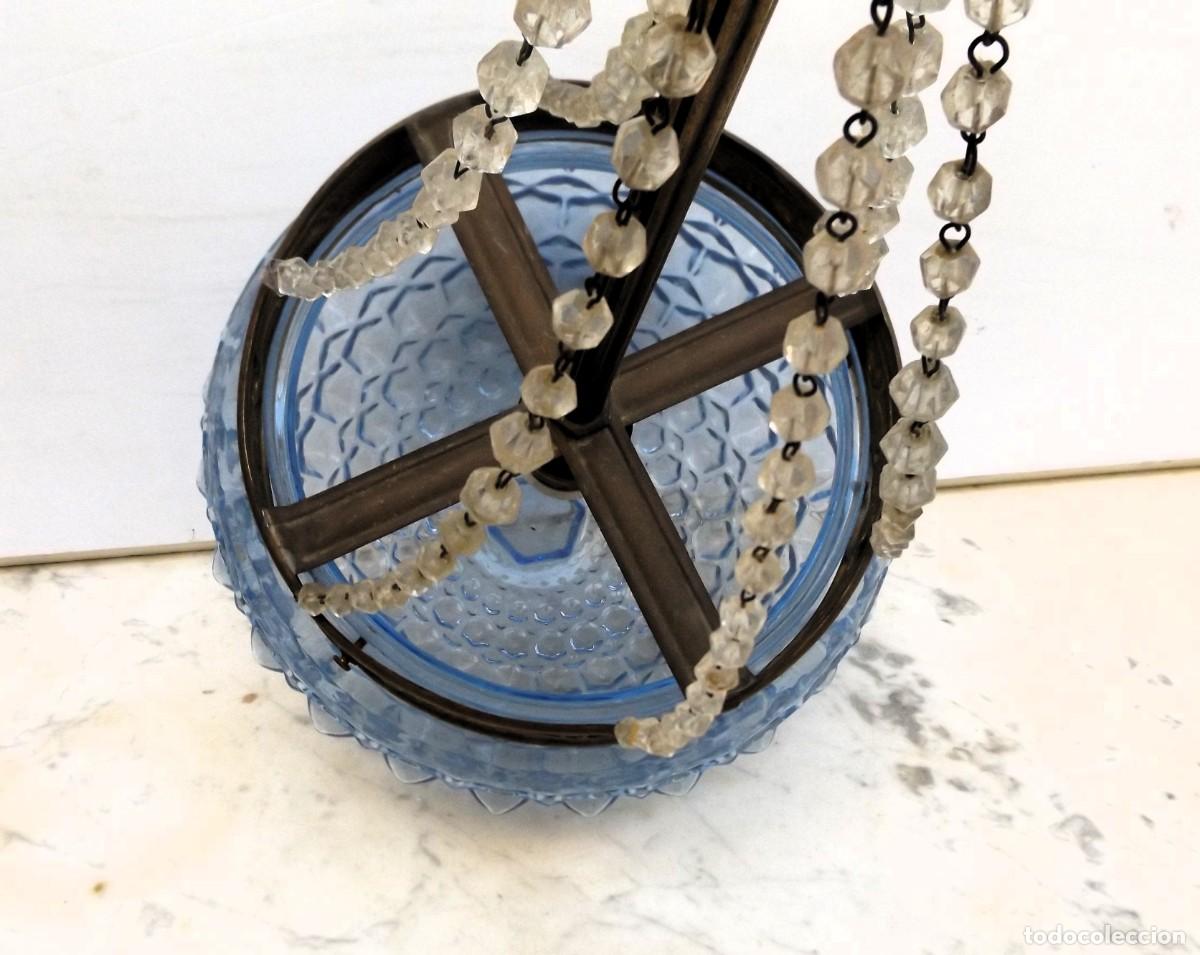 Vintage: lampara de techo con cristal azul - Foto 4