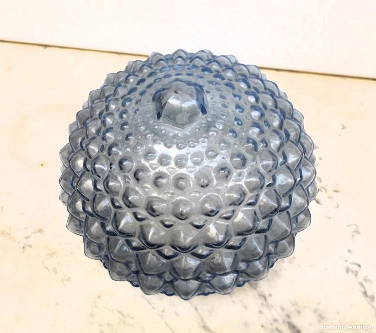 Vintage: lampara de techo con cristal azul - Foto 5